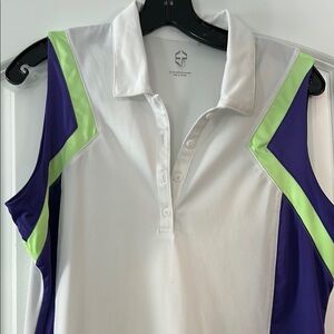 EP Sport Women's White and Purple with Lime Green Sleeveless Golf Top